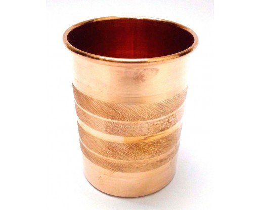 100% Copper 300ml Designer Drinking Glass Cup Tumbler Mug - Ayurveda Health Yoga